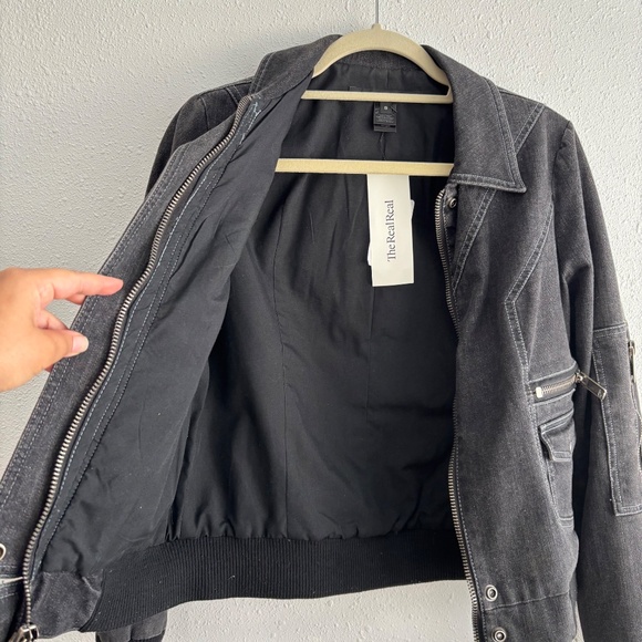 Marc Jacobs Black/Grey Denim Bomber Jacket - Picture 5 of 6
